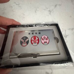 Silver Card Holder with Mask Design